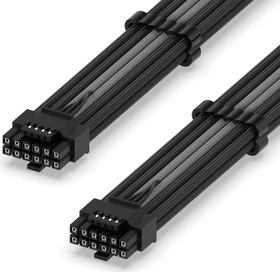 EZDIY-FAB 12VHPWR Kabel, 16-Pin PCIe 5.0 12VHPWR Stecker auf 16-Pin PCIe 5.0 12VHPWR Stecker, 16AWG, schwarz/grau, 60cm