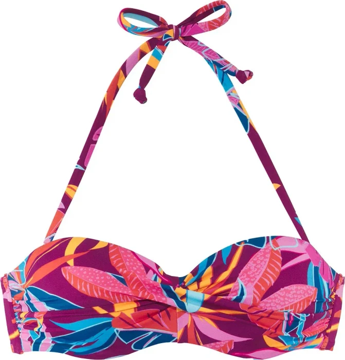 Buffalo Bandeau Bikini-Oberteil flower print berry (Damen)