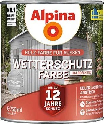 Alpina Farben Wetterschutz-Farbe halbdeckend außen vintagegrau, 750ml