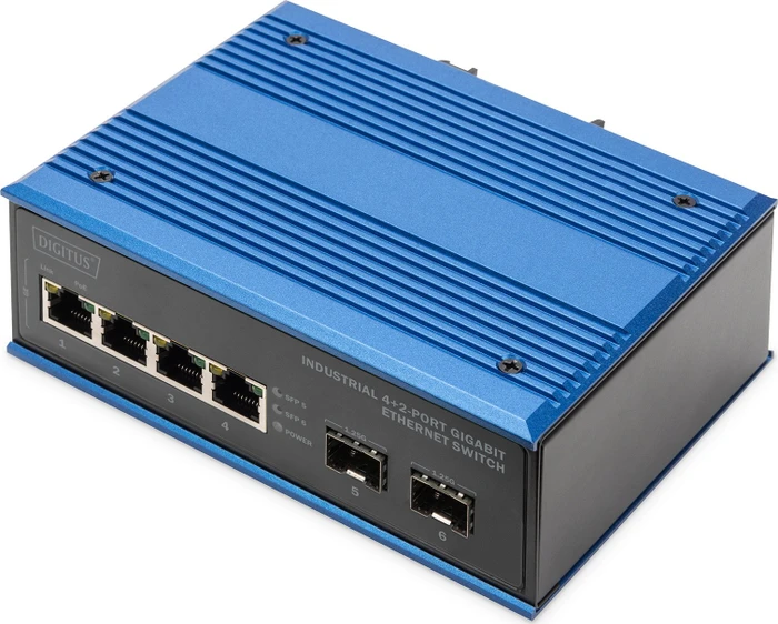 Digitus DN-65 Industrial Railmount Gigabit Switch, 4x RJ-45, 2x SFP