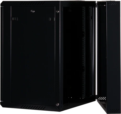 Rockstable 19" Wandschrank 12HE, Sicherheitsglastür, IP2X, schwarz, 600mm tief