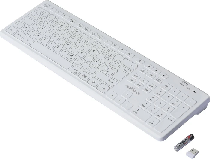 Renkforce RF-WRK-300 kabellose Hygiene-Tastatur, weiß, USB, DE