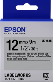 Epson LK-4SBE Beschriftungsband, 12mm, mattschwarz/silber