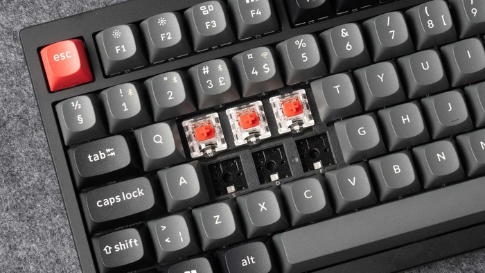 Keychron Lemokey P1 Pro, Carbon Black, 75%, LEDs RGB, Keychron Super RED, USB/Bluetooth, DE