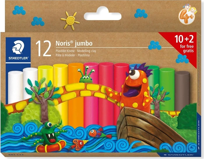 Staedtler Noris Jumbo 842 Plastilin Knete standard, pastell 12x 16.6g