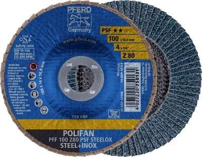 Pferd PFF 100 Z 80 PSF STEELOX/16.0 POLIFAN Fächerschleifscheibe K80, 100x16mm, 10 Stück