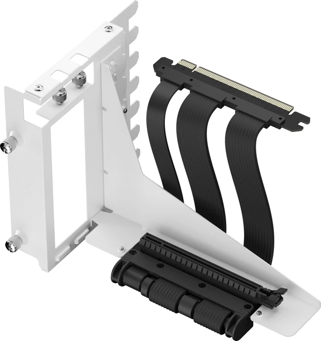 Fractal Design Flex 2 Riser Card Cable, mit vertikaler Grafikkarten-Halterung, gewinkelt, PCIe 4.0, 195mm, weiß/schwarz