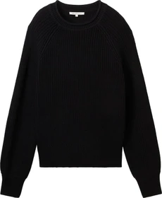 Tom Tailor Strickpullover mit leichten Ballonärmeln Strickpullover deep black (Damen)