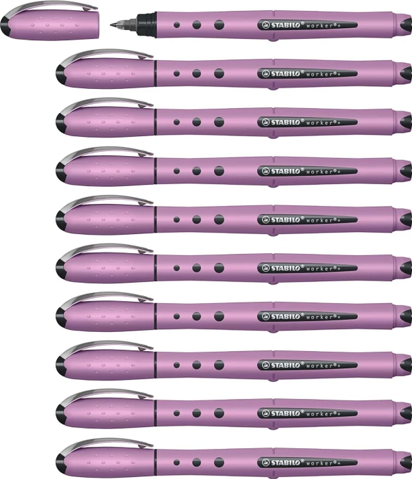 STABILO worker+ medium NatureCOLORS Wildflower Tintenroller (Mine) grauviolett, 10er-Pack