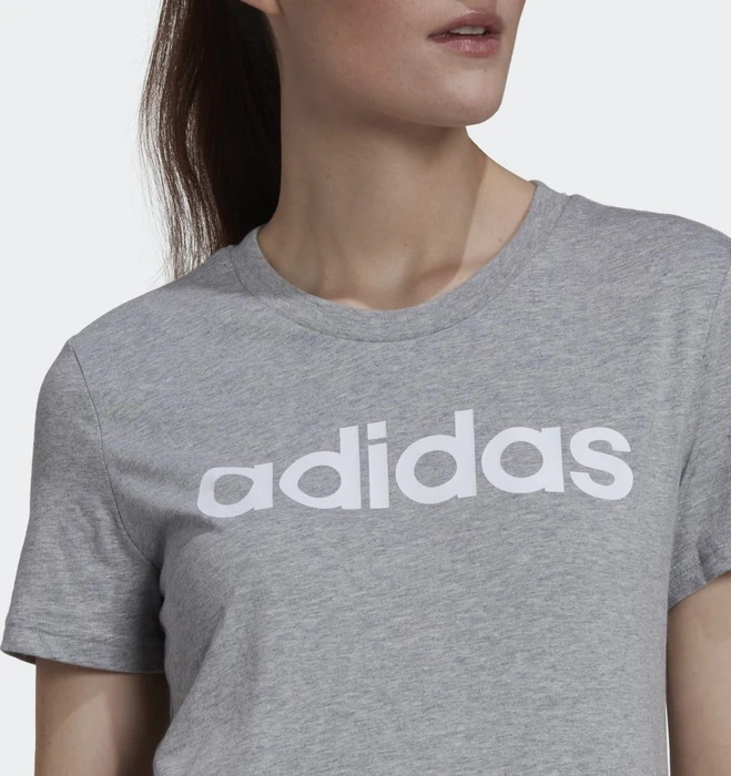 adidas Loungewear Essentials Slim Logo T-Shirt kurzarm medium grey heather/white (Damen)