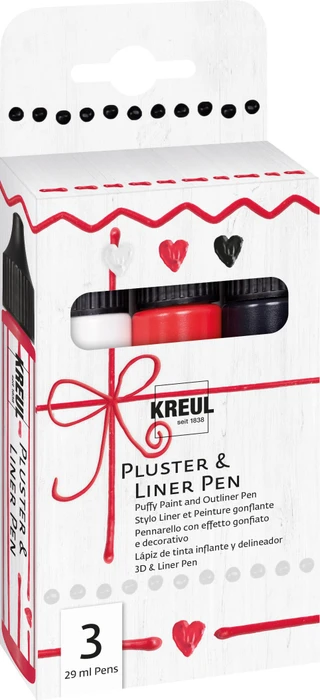 Kreul Pluster & Liner Pen Effektfarbe, 3 Farben, 29ml, 3er-Set