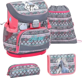 Belmil Mini-Fit Horse Aruba Blue Schultaschen-Set, 4-tlg.