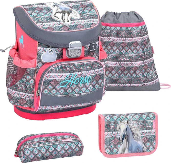 Belmil Mini-Fit Horse Aruba Blue Schultaschen-Set, 4-tlg.