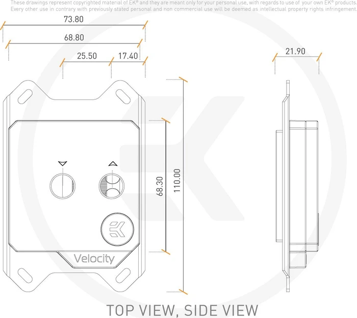 EK Water Blocks Quantum Line EK-Quantum Velocity AMD, Copper Acryl