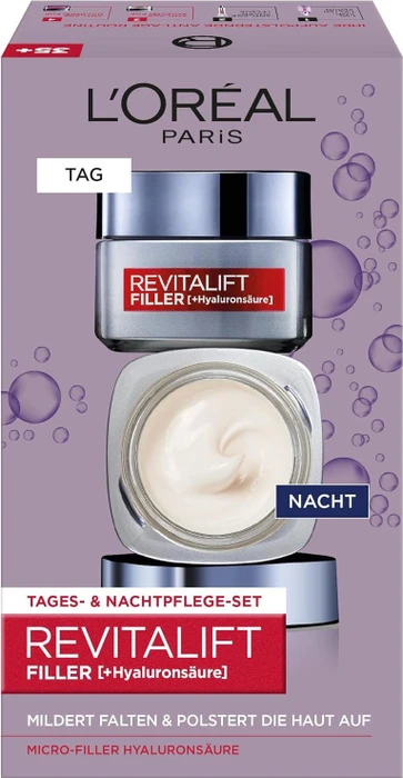 L'Oréal Revitalift Filler Hyaluronsäure Tages- & Nachtpflegeset, 100ml (2x 50ml)