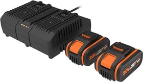 Worx 20V PowerShare Starterset 20V, 4.0Ah, Li-Ionen, 2 Akkus [8.0Ah] [160Wh]