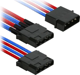 Nanoxia 4-Pin-Molex auf 3x 4-Pin-Molex 30cm, sleeved blau/rot (NX43A30BR)