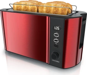 Arendo 304573 Frukost Doppel-Langschlitz-Toaster rot