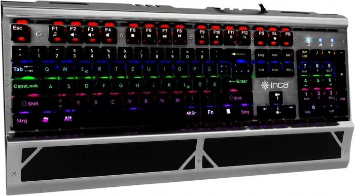 Inca IKG-444 Ophira Mechanical Gaming Tastatur, silber/schwarz, LEDs RGB, BLUE Switches, USB, DE