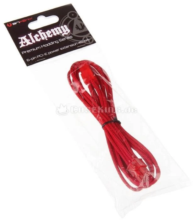 BitFenix Alchemy 6-Pin PCIe Verlängerung 45cm, sleeved rot/rot