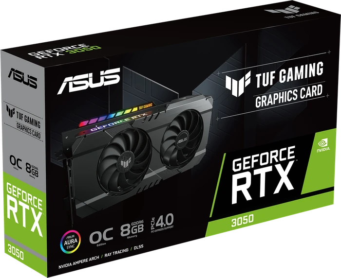 ASUS TUF Gaming GeForce RTX 3050 OC, TUF-RTX3050-O8G-GAMING, 8GB GDDR6, 2x HDMI, 3x DP