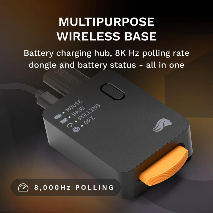 Glorious Model O3 8K Wireless mit Ladestation, schwarz, USB/Bluetooth