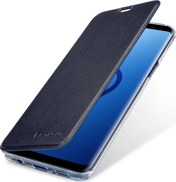 Stilgut Book Type NFC/RFID Blocking Cover für Samsung Galaxy S9+ blau
