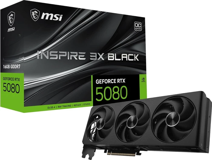 MSI GeForce RTX 5080 16G Inspire 3X OC Black, G5080-16I3CB, 16GB GDDR7, HDMI, 3x DP