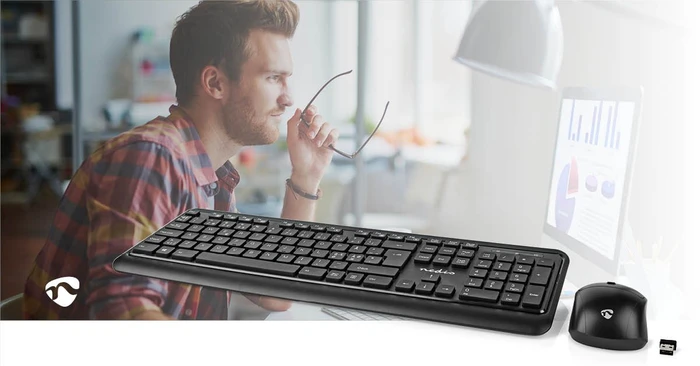 Nedis Tastatur und Maus Set, Wireless, USB, ND