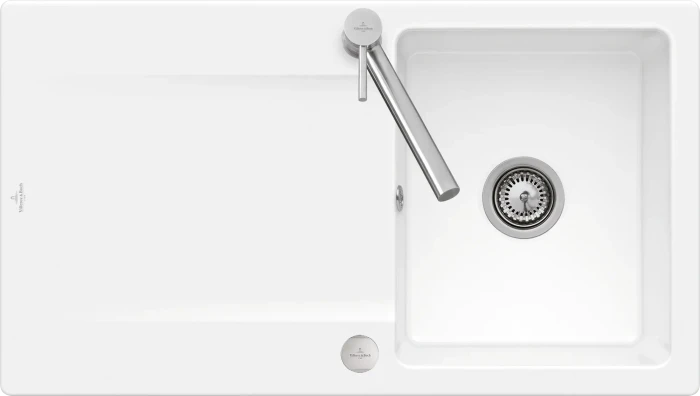 Villeroy & Boch Siluet Flat 880x490mm Einbau Becken reversibel mit Ablauffernbedienung weiß alpin