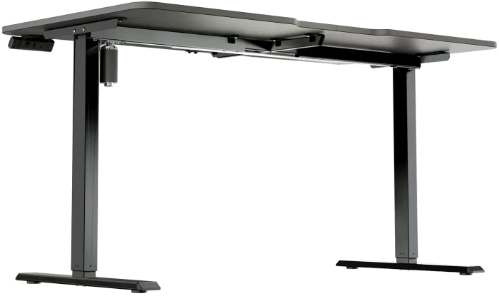 LeetDesk Entry Dark elektrisch höhenverstellbarer Sitz-Steh-Schreibtisch 140x70cm schwarz/schwarz