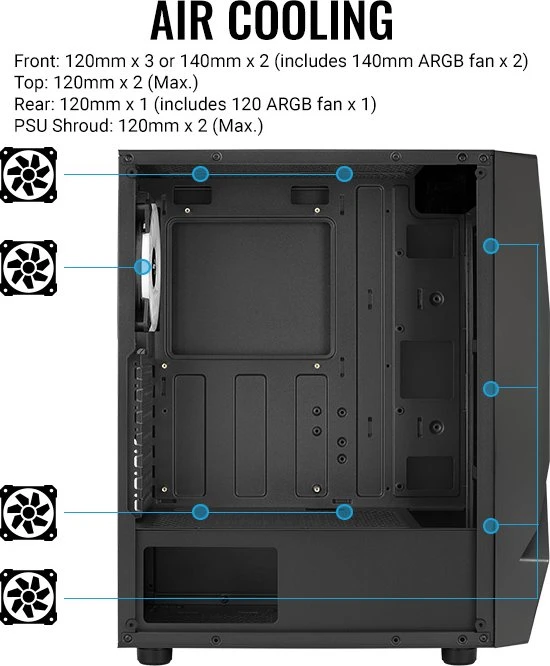AeroCool Scape ARGB, Lüfter LED ARGB, Glasfenster