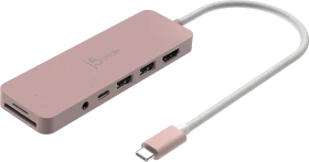 j5create Eco-Friendly 7-in1 USB-C Multi-Port Hub with Power Delivery rosa, USB-C 3.0 [Stecker] (JCD373ER)