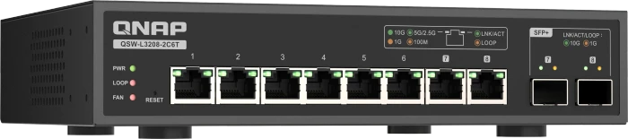 QNAP QSW-L3200 Desktop 10G Managed Switch, 6x RJ-45, 2x RJ-45/SFP+