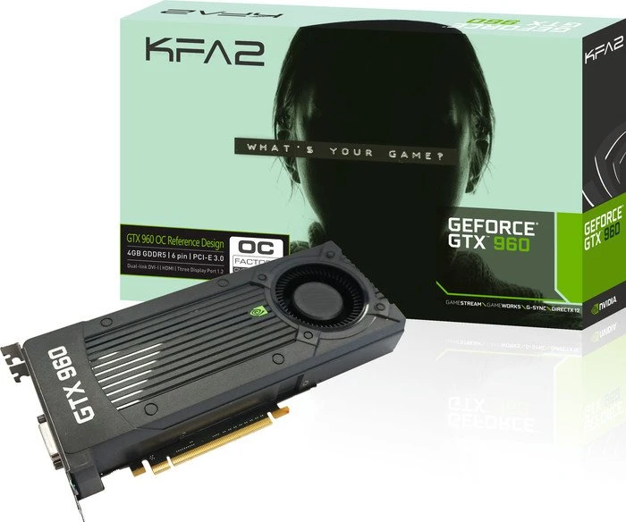 KFA2 GeForce GTX 960 OC, 4GB GDDR5, DVI, HDMI, 3x DP
