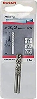 Bosch Professional HSS-G Spiralbohrer, 3.2x36x65mm, 2 Stück