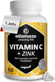 Vitamaze Vitamin C hochdosiert + Zink vegane Tabletten, 360 Stück