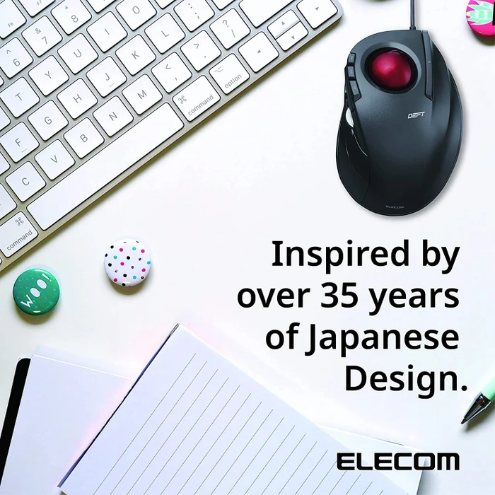 Elecom DEFT M-DT2URBK-G Trackball schwarz/rote Kugel, Rechtshänder, USB-A