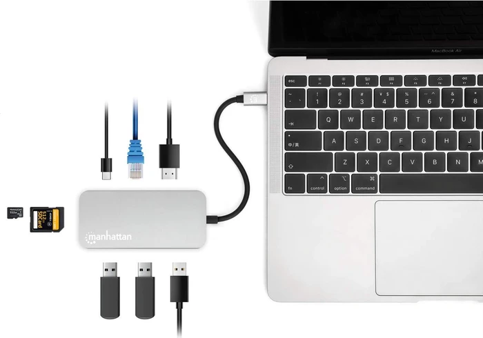 Manhattan 8-in-1 Docking Station, USB-C 3.0 [Stecker]