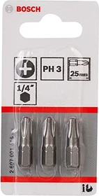 Bosch Professional Extra Hart Kreuzschlitz Bit 1/4", PH3x25mm, 3 Stück