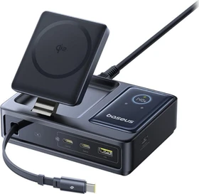 Baseus Nomos 5-in-1 Qi2 Desktop Charger 100W Retractable Type-C Cable schwarz