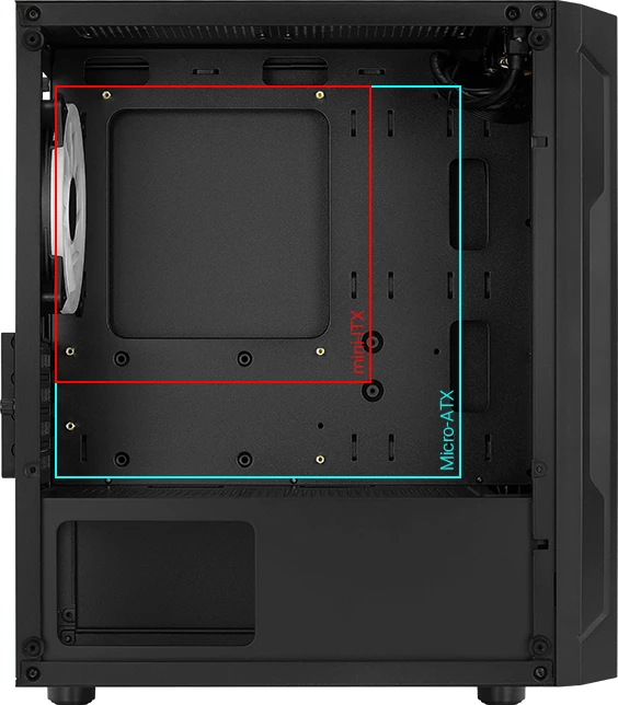 AeroCool Trinity Mini, Lüfter LED RGB, Glasfenster