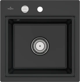 Villeroy & Boch Subway Style 50 S flat flächenbündig Becken mittig mit Ablauffernbedienung pure black