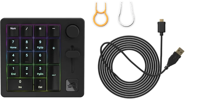 Glorious GMMK Wireless Numpad, schwarz, Glorious Fox Linear, hot-swap, USB-A/Bluetooth