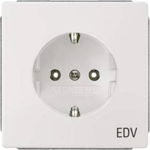 Siemens DELTA style Schuko-Steckdose mit Aufdruck EDV, platinmetallic