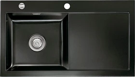 systemceram Mera 90 F Einbau Becken links mit Ablauffernbedienung nero