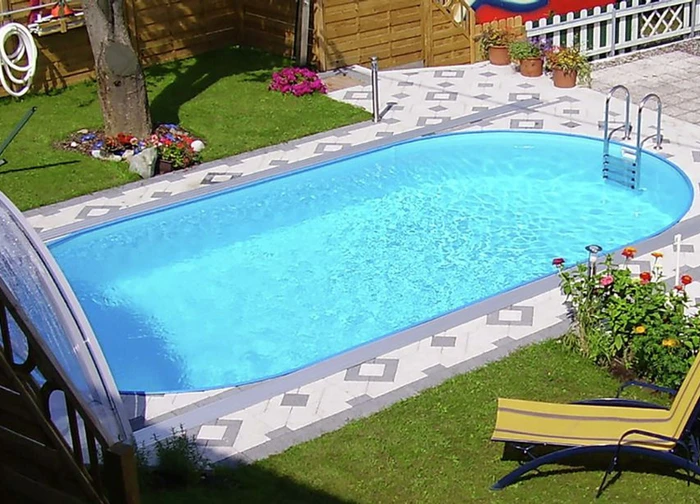Steinbach Styriapool Stahlwandpool Set oval 490x300x120cm adriablau