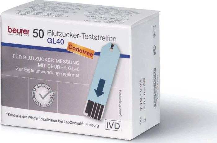 Beurer Blutzucker-Teststreifen für GL40, 50 Stück (2x 25 Stück)
