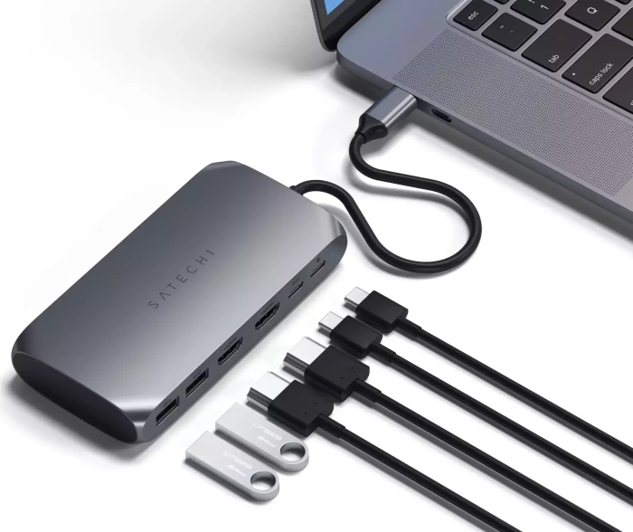 Satechi USB-C Multimedia Adapter M1, Space Gray, USB-C 3.0 [Stecker]