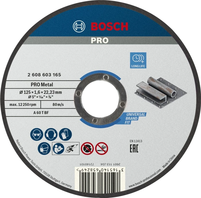 Bosch Professional A60TBF Standard for Metal Trennscheibe, 125x1.6x22.23mm, 1 Stück